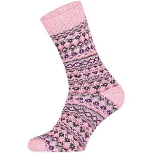 Basset Dames sokken met nordic design Pink Mel.