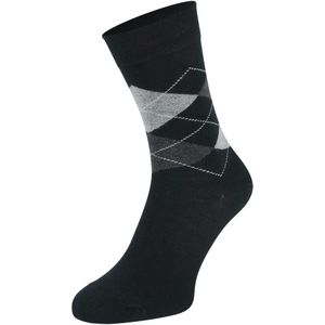 Boru Bamboe sokken met ruiten motief Black