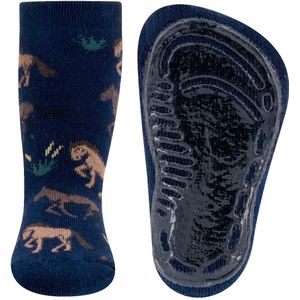 Ewers Antislip kindersokken met paarden print Navy