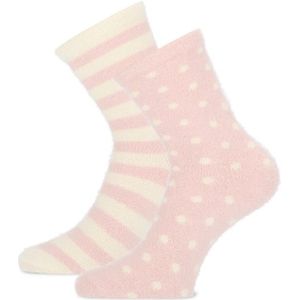 Basset homesocks fluffy dots stripes Old Pink