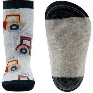 Ewers Anti-slip sokken met tractor print Beige melange