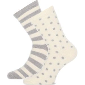 Basset homesocks fluffy dots stripes Light grey