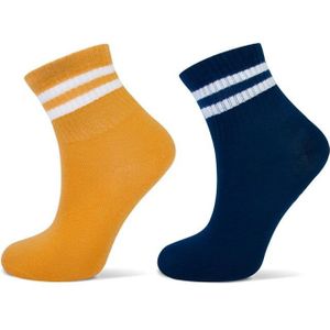 Yellow Moon Shortsock YM sport strepen 2-pack Ocre