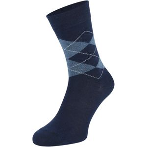 Boru Bamboe sokken met ruiten motief Navy