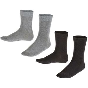FALKE happy 2-Pack kinder sokken Mid Grey Black