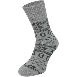 Boru Dikke wollen sokken met Noors patroon Medium grey