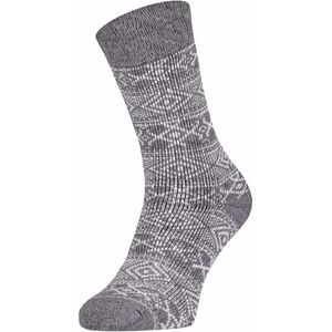 Teckel Dikke wollen sokken met noors patroon Grey melange