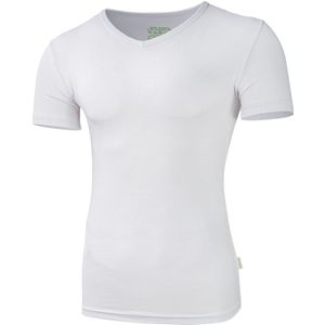 Boru Bamboe heren t-shirt met v-hals White