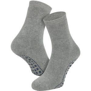 Basset Antislip sokken van katoen Light grey melange