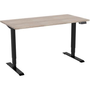 Generic Zit-sta-bureau Elektrisch 2-motorig, 140 x 80 cm Robson Eiken Blad Zwarte Poten