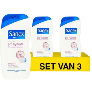 Aanbieding: 3x Sanex douchecreme Pro Hydrate (500 ml)