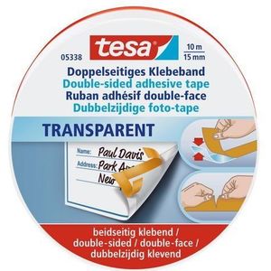 TESA Dubbelzijdig Knutseltape, 15 mm x 10 m, Transparant