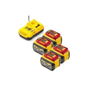 Starterset: 4x DeWalt DCB546-XJ / XR FlexVolt accu's + lader (18V / 54V, 6.0Ah, origineel)