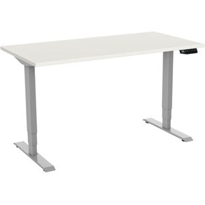 Generic Zit-sta-bureau Elektrisch 2-motorig, 140 x 80 cm Wit Blad Aluminium Poten