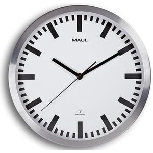 MAULpilot wandklok, radiogestuurd, diameter 30,5 x 4,5 cm, aluminium kader