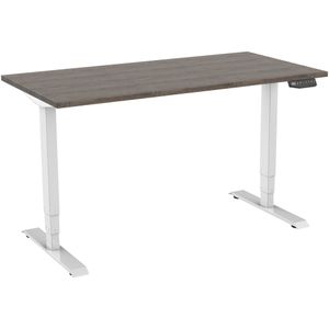 Generic Zit-sta-bureau Elektrisch 2-motorig, 160 x 80 cm Logan Eiken Blad Witte Poten