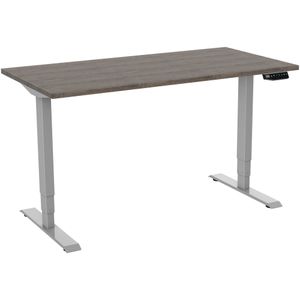 Generic Zit-sta-bureau Elektrisch 2-motorig, 160 x 80 cm Logan Eiken Blad Aluminium Poten