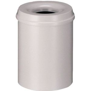 V-PART Ronde papierbak met vlamdovende deksel diameter 25,5 x 36 cm, 15 liter, Grijs