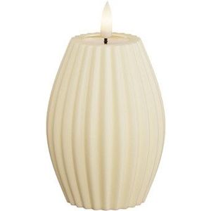 Luxe LED kaars - Cream Stripe LED Candle 7.5 x 10 cm - net een echte kaars! Deluxe Homeart