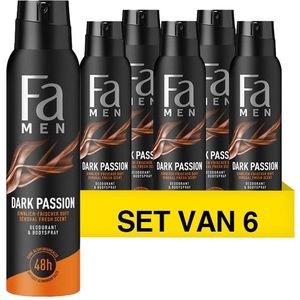Aanbieding: Fa Men Deodorant Spray Dark Passion (6 flessen - 150 ml)