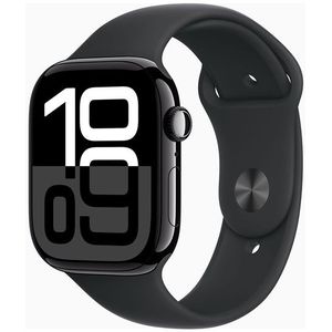 Apple Watch Series 10 GPS + Cellular 46mm Jet Black Aluminium Case with Black Sport Band - M/L