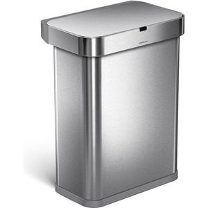 Simplehuman Code Q afvalemmer met sensor en voice control (58 liter, zilver)