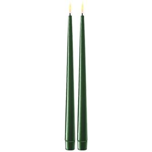 Led dinerkaars 28 cm | Dark Green | 3D vlam | Shiny | 2 stuks | Deluxe HomeArt