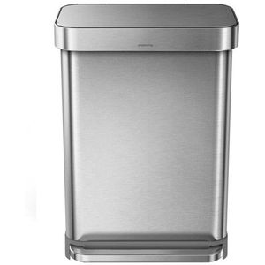 Simplehuman Code Q pedaalemmer met zakkenhouder (55 liter, zilver)