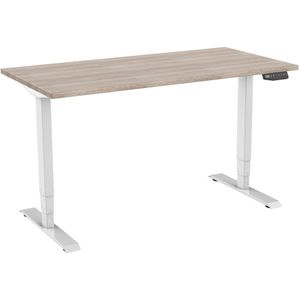 Staples Choice Zit-sta-bureau Elektrisch 2-motorig, 140 x 80 cm Robson Eiken Blad Witte Poten