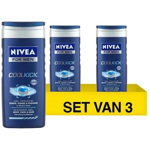 Aanbieding: 3x Nivea Cool Kick douchegel for men (250 ml)