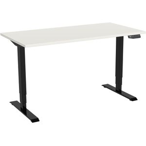 Generic Zit-sta-bureau Elektrisch 2-motorig, 120 x 80 cm Wit Blad Zwarte Poten