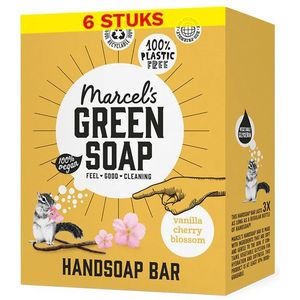 Aanbieding: Marcel's Green Soap handzeep bar Vanille en Kersenbloesem (6 zeepblokken - 540 ml)