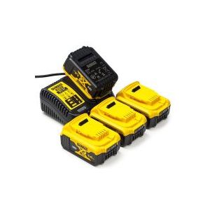 Startset: 4x DeWalt DCB184 XR Li-ion accu's + lader (18 V, 5.0 Ah, origineel)