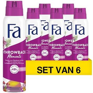 Aanbieding: Fa Deodorant Spray Throwback Moments Pink Sunset (6 flessen - 150 ml)