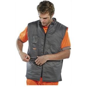 B SEEN Omkeerbare Bodywarmer, Maat 6XL, Grijs en Reflecterend Oranje