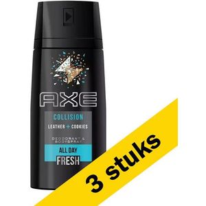 Aanbieding: Axe Collision Leather + Cookies Deodorant Body Spray (3 flessen - 150 ml)