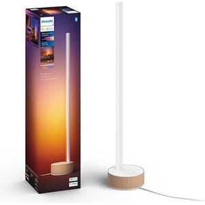 Philips Hue Gradient Signe Tafellamp - Wit en Gekleurd Licht - Houtkleurig