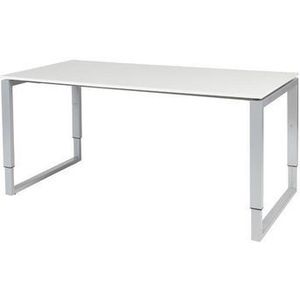 Schaffenburg Stretto Plus Verstelbaar bureau, 160 x 80 cm, Wit Blad, Aluminium Poten