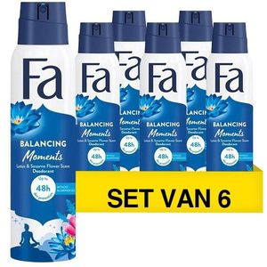 Aanbieding: Fa  Deodorant Spray Balancing Moments Lotus & Sesambloem (6 flessen - 150 ml)