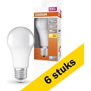 Aanbieding: 6x Osram LED lamp E27 | Peer A60 | Mat | 2700K | 10W (75W)