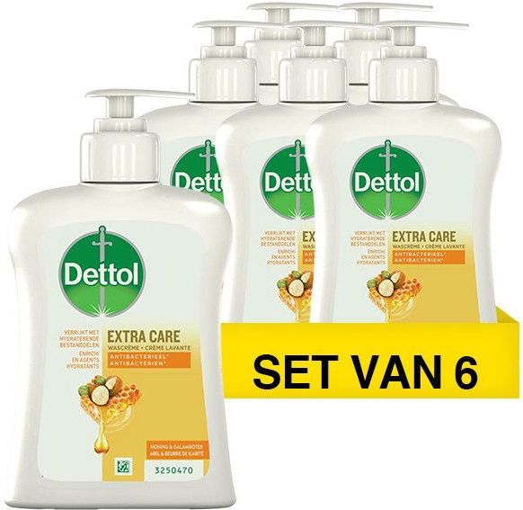 Aanbieding: 6x Dettol Handzeep Extra Care Honey & Sheabutter (250 ml)
