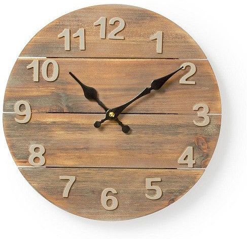 Nedis Wandklok - Diameter: 300 mm - Hout - Beige / Bruin