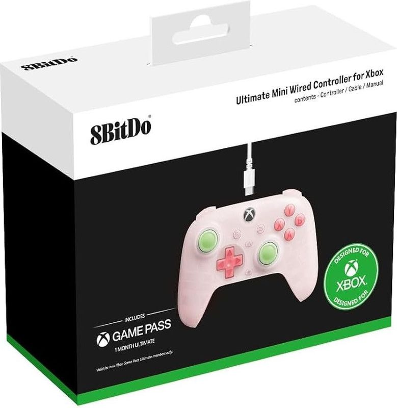8bitdo - Ultimate Mini Wired Xbox Pad - Controller - Roze - Bedraad