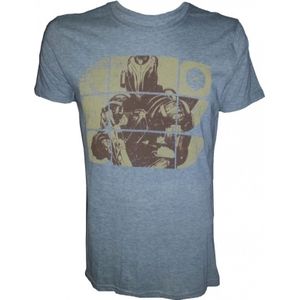 Destiny Grey Melange Yellow Print T-Shirt