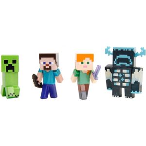 Jada Metalfigs Die-Cast Minecraft Figuren Wave 9, 4st - Verzamelset met Steve, Alex, Creeper en Warden - 6,5 cm hoog - Geschikt vanaf 8 jaar