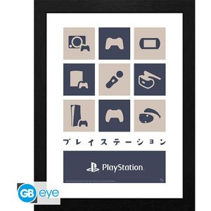 Playstation Framed Print - Hardware (30x40cm)