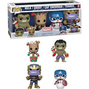 Marvel Holidays Funko Pop Vinyl 4-Pack: Hulk, Groot, Cap Snowman & Thanos