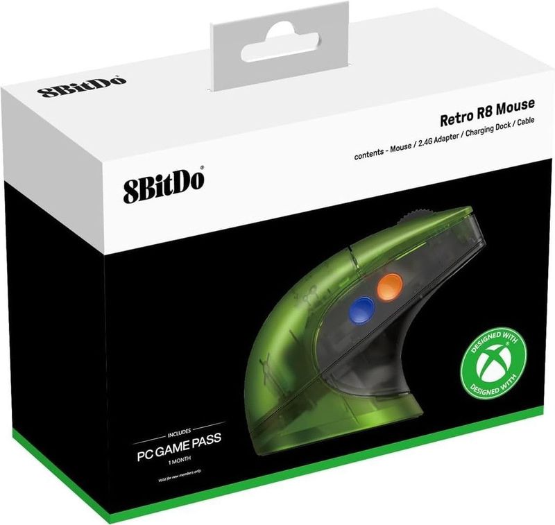 8bitdo - Retro R8 Mouse Xbox Edition - Muis - Groen - Draadloos
