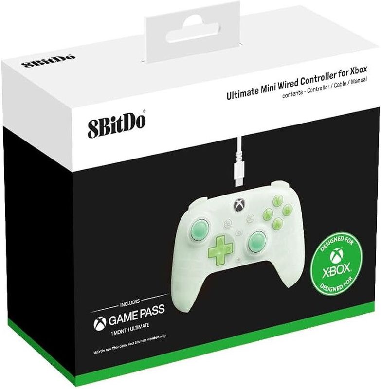 8Bitdo - Ultimate Mini Wired Controller - Translucent Green - RGB Verlichting - Compatibel met Xbox Series X|S