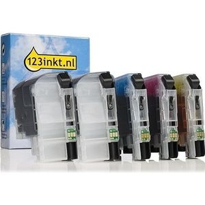 Inktpatroon Aanbieding: 123inkt huismerk vervangt Brother LC-229XL / LC-225XL 2x zwart + 3 kleuren